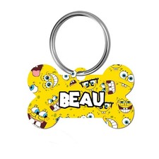 Funny Cartoon Personalized Pet ID Dog Tag Name Plate Unique Design Fan Yellow