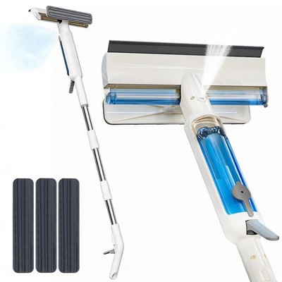 4-in-1 Window Squeegee with Extension Pole and Remote Control Spray, 74'' Exte...