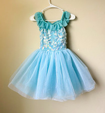 Weissman IC Blue Floral Sequin Ballet Dance Tutu Dress Child 3 Costume EUC