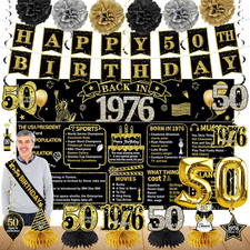 Zirtorei 50Th Birthday Decorations for Men Women, 21Pcs the Year 1976 Banner Bal