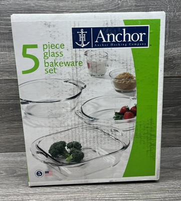 Anchor Hocking 5 Piece Glass Bakeware Set New In Box
