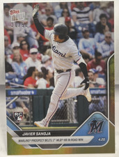 Javier Sanoja 2025 Topps Now Marlins Prospect 1st MLB HR RC #92 Gold Foil #30/50