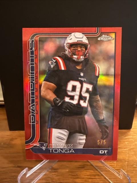 2025 Topps Chrome - Khyiris Tonga - Red Refractor /5 Patriots