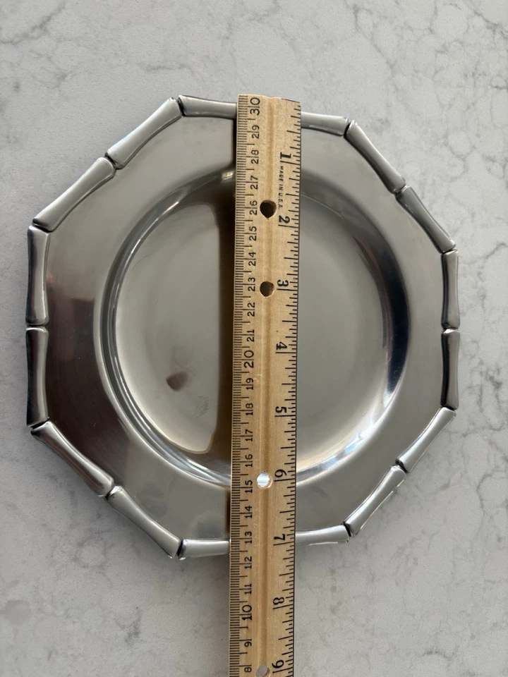 Platos de cena y ensalada de bambú cubiertos supremos de acero inoxidable S/8 de colección difícil de encontrar MCM Foto 2 de 4