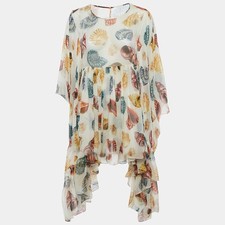 Dolce Gabbana White Seashell Print Sheer Loose Fit Mini Dress S