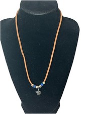 Handcrafted Leather Cord Necklace W/ Wire-Wrapped Shark Tooth Pendant  Beads