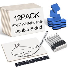 12 Pack 5"x8" Portable Mini White Board for Students,Personal 5"x8",