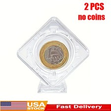 2pcs Transparent Coin Holder Acrylic Coin Display Case Collecting Box 1.57inch