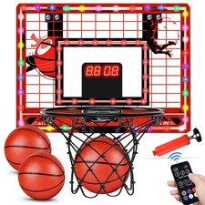 Basketball Hoop Indoor for -Over The Door Mini Basketball Hoop with Light, Sc...