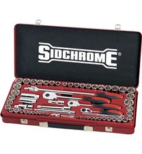 Sidchrome 1/4 Inch, 3/8-Inch and 1/2-Inch Drive Metric and AF Socket 64-Piece