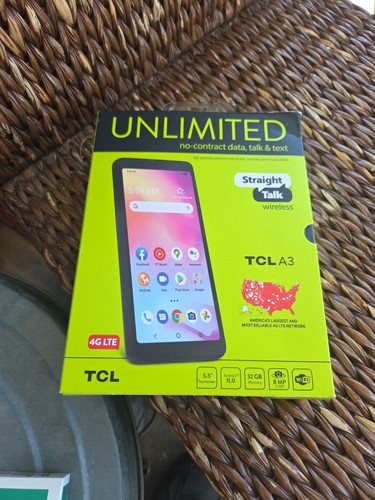 Simple Mobil Alcatel TCL A3 32GB Black 5.5" Display, Android 11.0 Prepaid phone.
