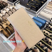 NWT Coach Long Zip Around Wallet in Signature Leather CCL35 Oat