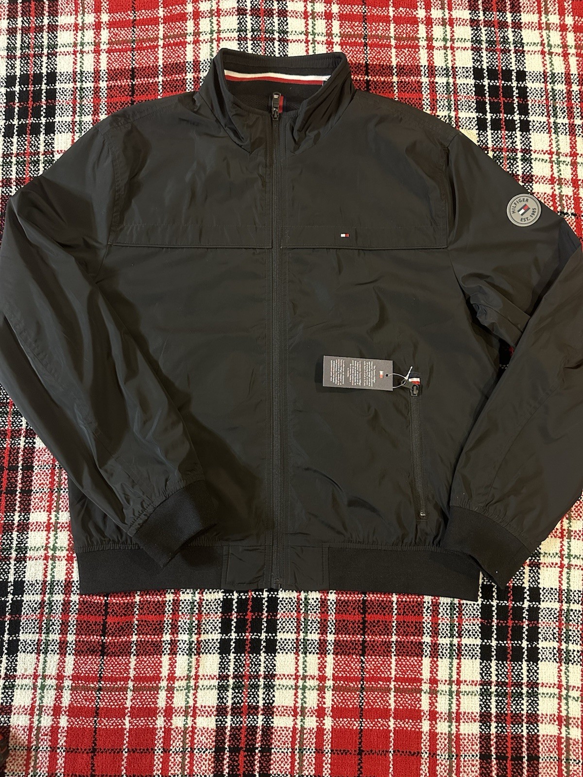 Tommy Hilfiger Men's Performance Faux Memory Bomber Jacket in black Size Medium