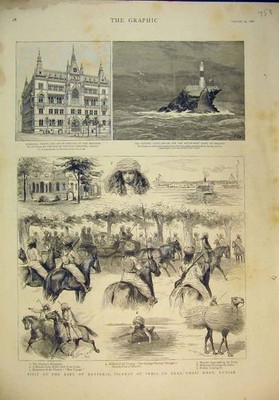 Original alter antiker Druck 1888 Earl Dufferin Vizekönig Indien Dera Punjab Irland