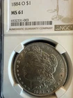 1884-O  $1  MORGAN SILVER DOLLAR  "NEW ORLEANS MINT"  NGC MS61
