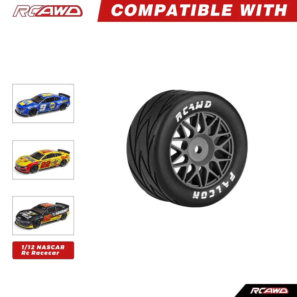 RCAWD R/Y/T 4PCS Pre-Glued All Terrain Tires for Losi 1/12 NASCAR Upgrade Parts - Image 4 of 4