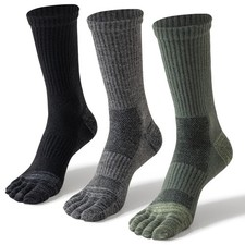 Merino Wool Toe Socks for Hiking - Thermal Winter Cushion 3 Pairs