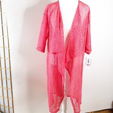 LulaRoe duster size medium coral new with tags style Shirley length, 41   Kimono