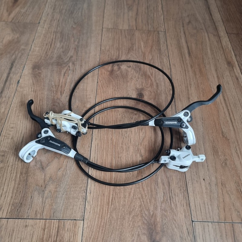 Shimano BR M445 Hydraulic Disc Brake Set, Front and Rear, Black/White