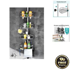 Quick Install Stainless Steel Shower Caddy - Adjustable Tension Pole Design