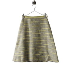 Mina Perhonen Meteor Skirt 36 Khaki Gray Wool Angora Flare Jacquard Used Japan
