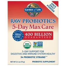 Garden of Life Raw Probiotics 5-Day Max Care Probiotic Powder 2.4 Oz 400 Billion