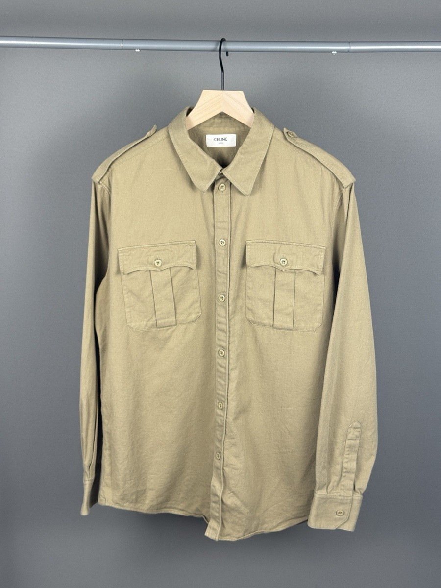 SS 20 Celine X Hedi Slimane Military Shirt in Cotton Twill in a