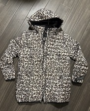 Nuage Women’s Leopard Print Hooded Puffer Jacket Mid-Length Full Zip