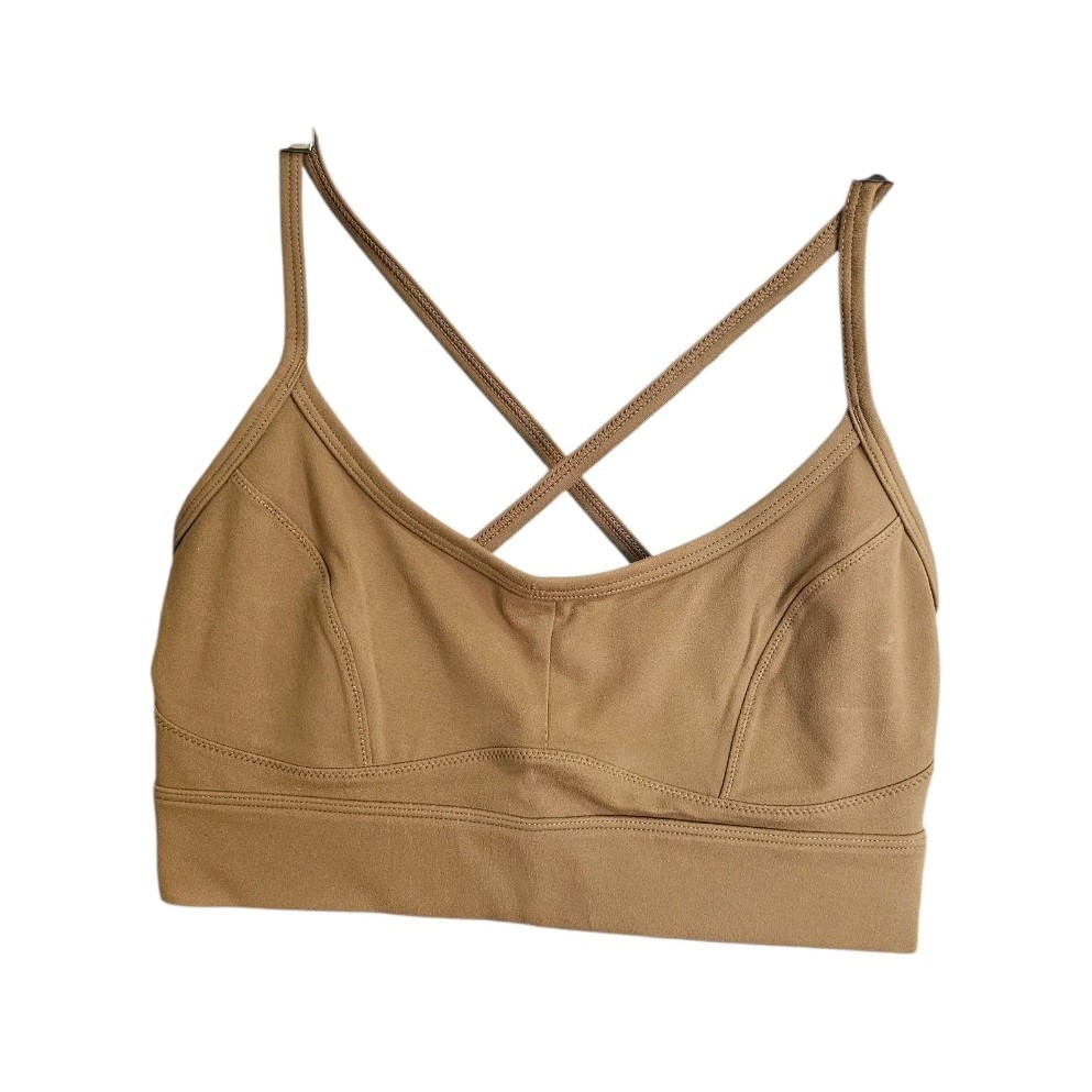 Varley Let's Move Irena Brown Crossback Sports Bra S Moisture Wicking