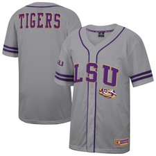 Men's Colosseum Gray LSU Tigers Free Spirited Baseball Jersey