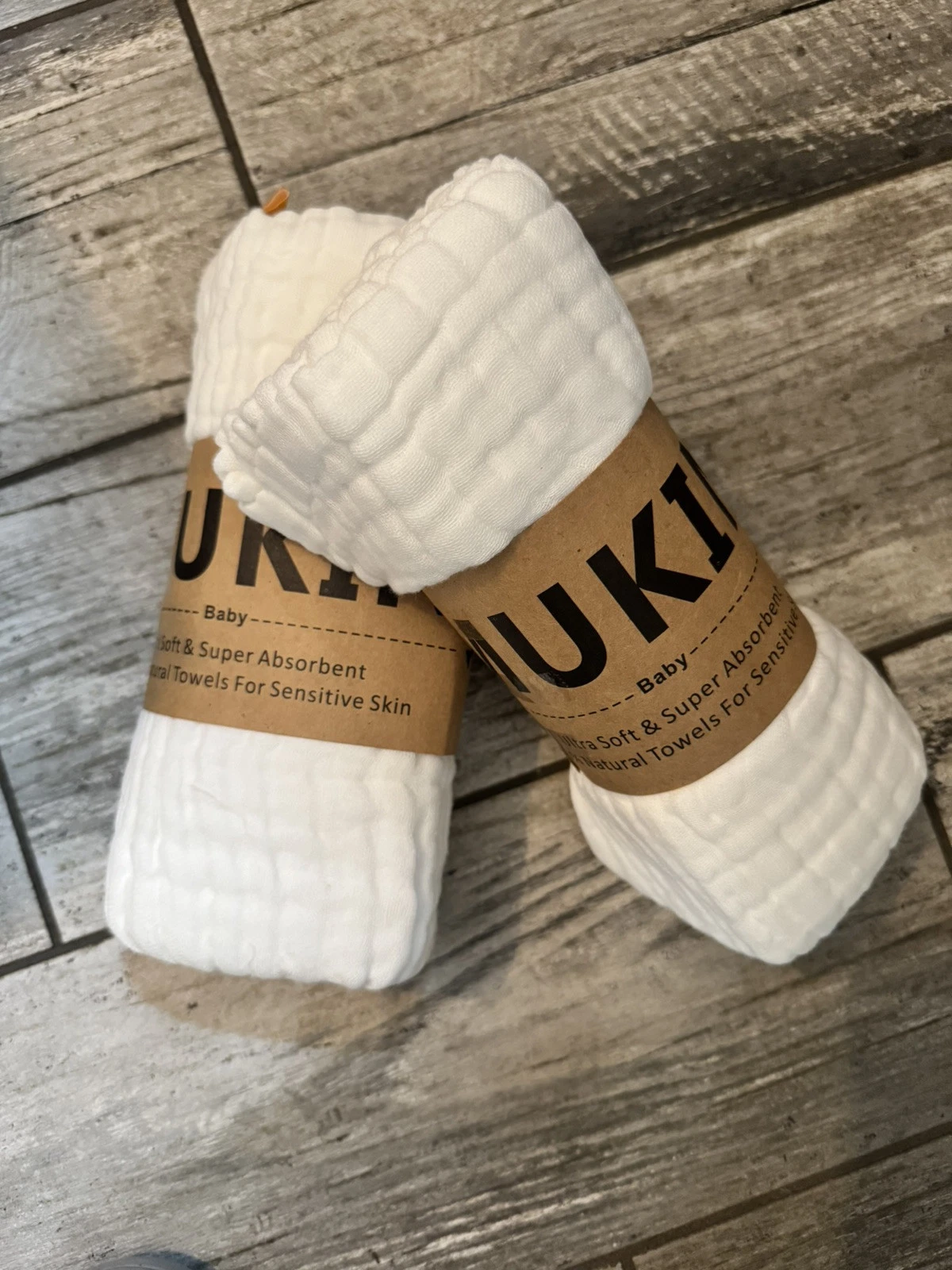 2 MUKIN Baby Bath Towels, Super Soft Cotton Receiving Blanket for Delicate Skin