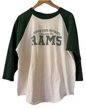VTG 90s Colorado State University Baseball T Shirt SZ L 3/4 Sleeve CSU Rams
