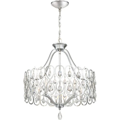Quoizel LUL5022 Chrome Lulu 5-Light 22"W Crystal Drum Chandelier - Picture 3 of 5