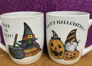 Set of 2 Cobwebs & Cauldrons Halloween stoneware mugs