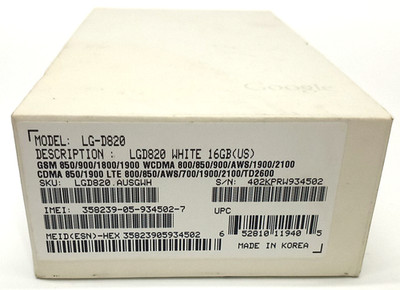 NEW Open Box Google Nexus 5 Phone 16GB White LG-D820 Unlocked N1960 C9