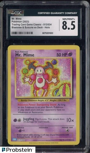 2023 Pokemon TCG Classic Blastoise & Suicune Deck #13 Mr Mime Holo CGC 8.5