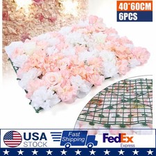 6 Pcs Artificial Silk Flower Wall Panel Floral Backdrop Party Wedding Decoration