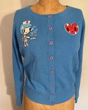 Tokidoki Nurse And Broken Heart Wool Blend Cardigan Sweater Rare Size Large