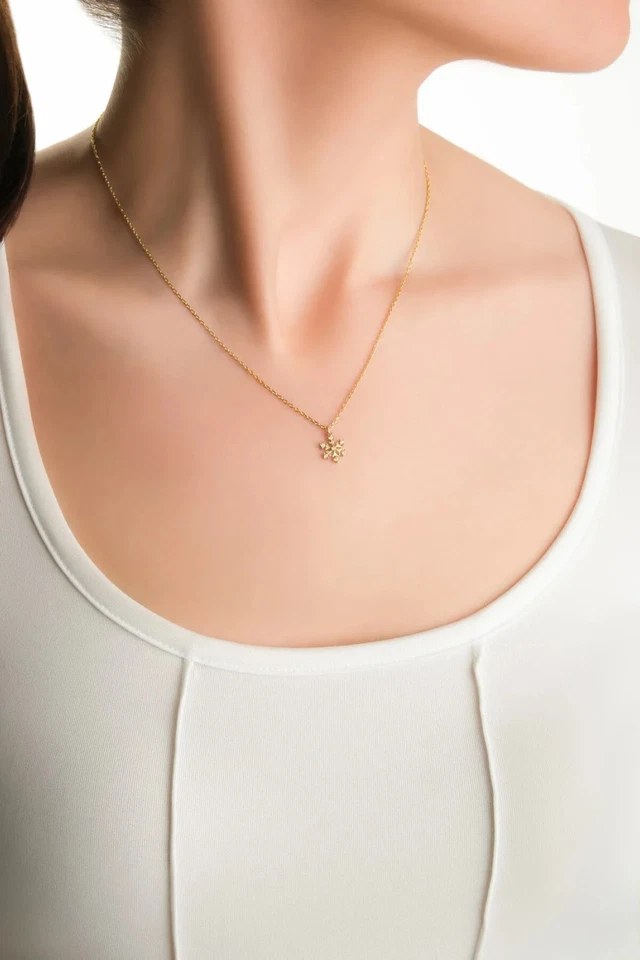 Colar de luxo de ouro amarelo 18k presente feminino feminino novo - Imagem 4 de 4