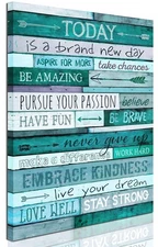 Inspirational Wall-Art - Quotes Office Teal Decor For Bedroom - Word Artwork ...
