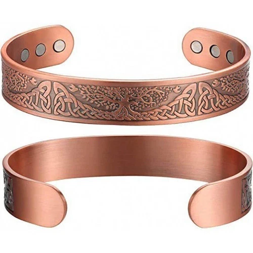 MAGNETIC Solid Pure Copper Tree Of Life Copper Bracelet Bangle Relief Arthritis - Picture 4 of 7