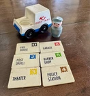 Vintage Fisher-price Little People 1973 Village 6 Letters, Mail Truck, Mailman