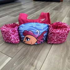 Speedo Kids Swim Vest Floaties Arm Bands Pink Blue Fish 33-55 lbs Learn To Swim