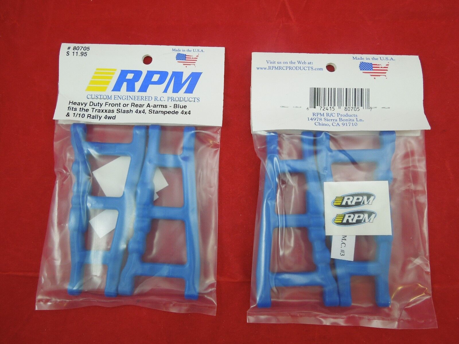 RPM TRAXXAS SLASH STAMPEDE RUSTLER 4X4 BLUE Front + Rear SUSPENSION ARMS 2 pair