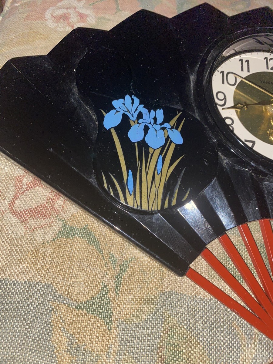 Vintage Yamanaka Japan Fan Wall Clock Atomic Age Kitsch Mid