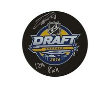 Michael McLeod Autographed 2016 NHL Draft Puck Inscribed 