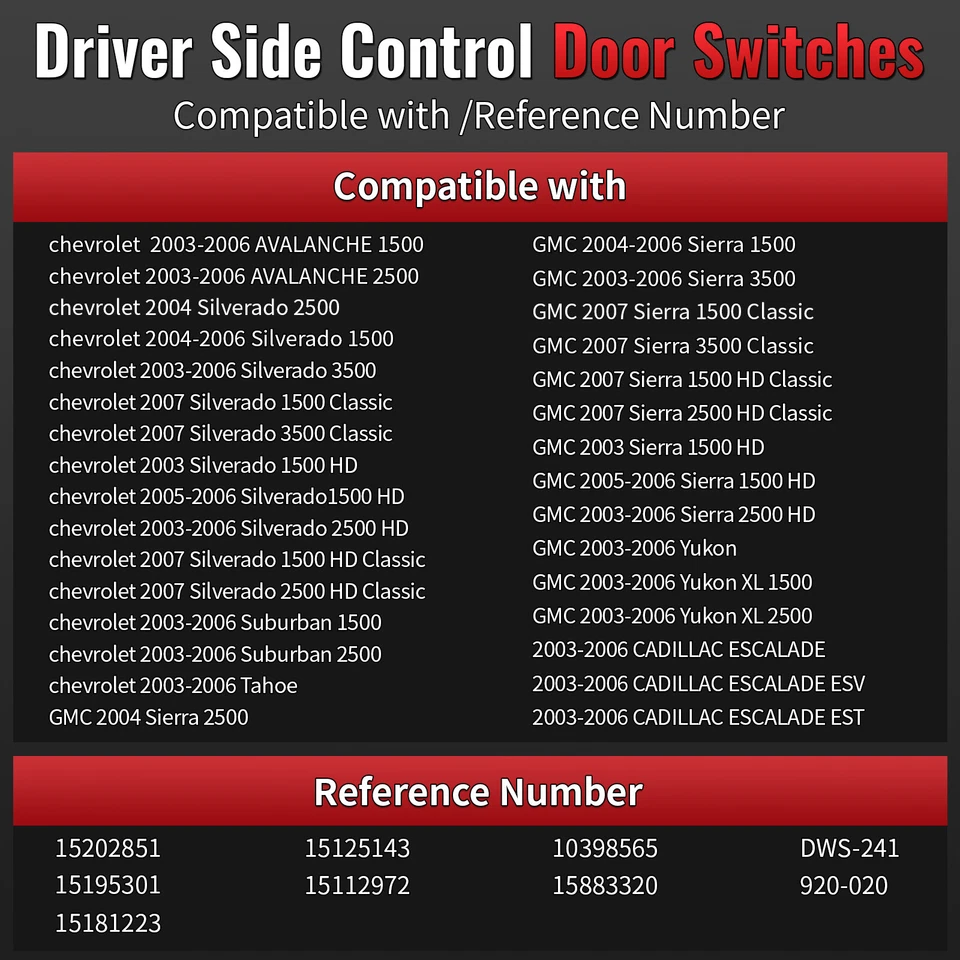 Interruptor de ventana del conductor delantero clásico para Chevrolet Silverado 1500/2500/3500 2007 Foto 2 de 4