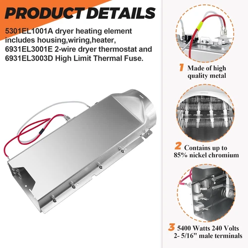 5301EL1001J 5301EL1001A For LG Dryer Heating Element Assembly 5301EL1001H USA - Picture 5 of 13