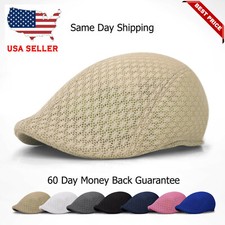 Duck Mesh Summer Gatsby Cap Mens Ivy Hat Golf Driving Sun Flat Cabbie Newsboy