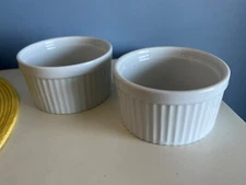 Set of 2 HIC Harold Import Co 8oz White Porcelain Ramekin Souffle Dish